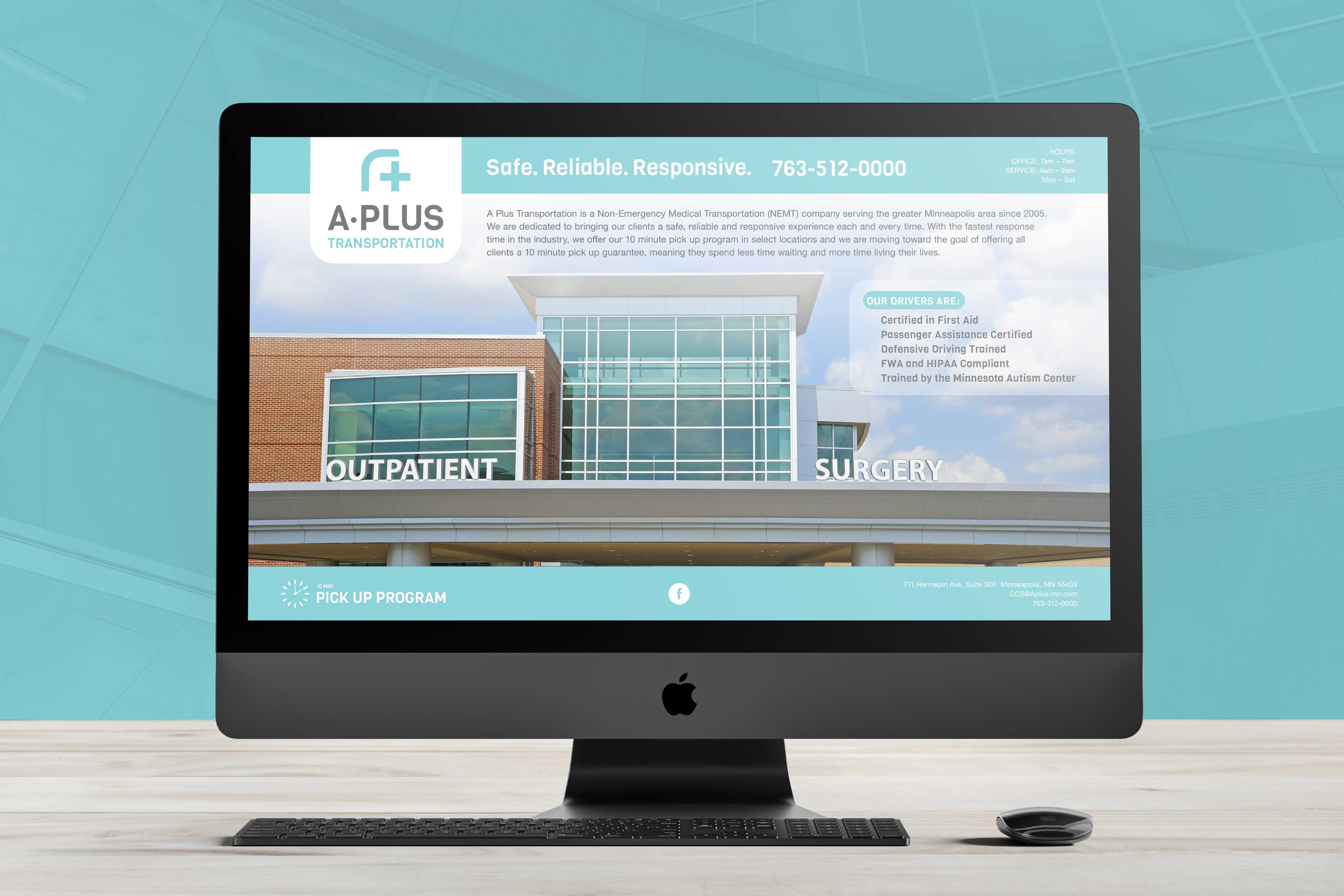 We designed a landing page for the A-Plus website that clearly introduces the new brand.