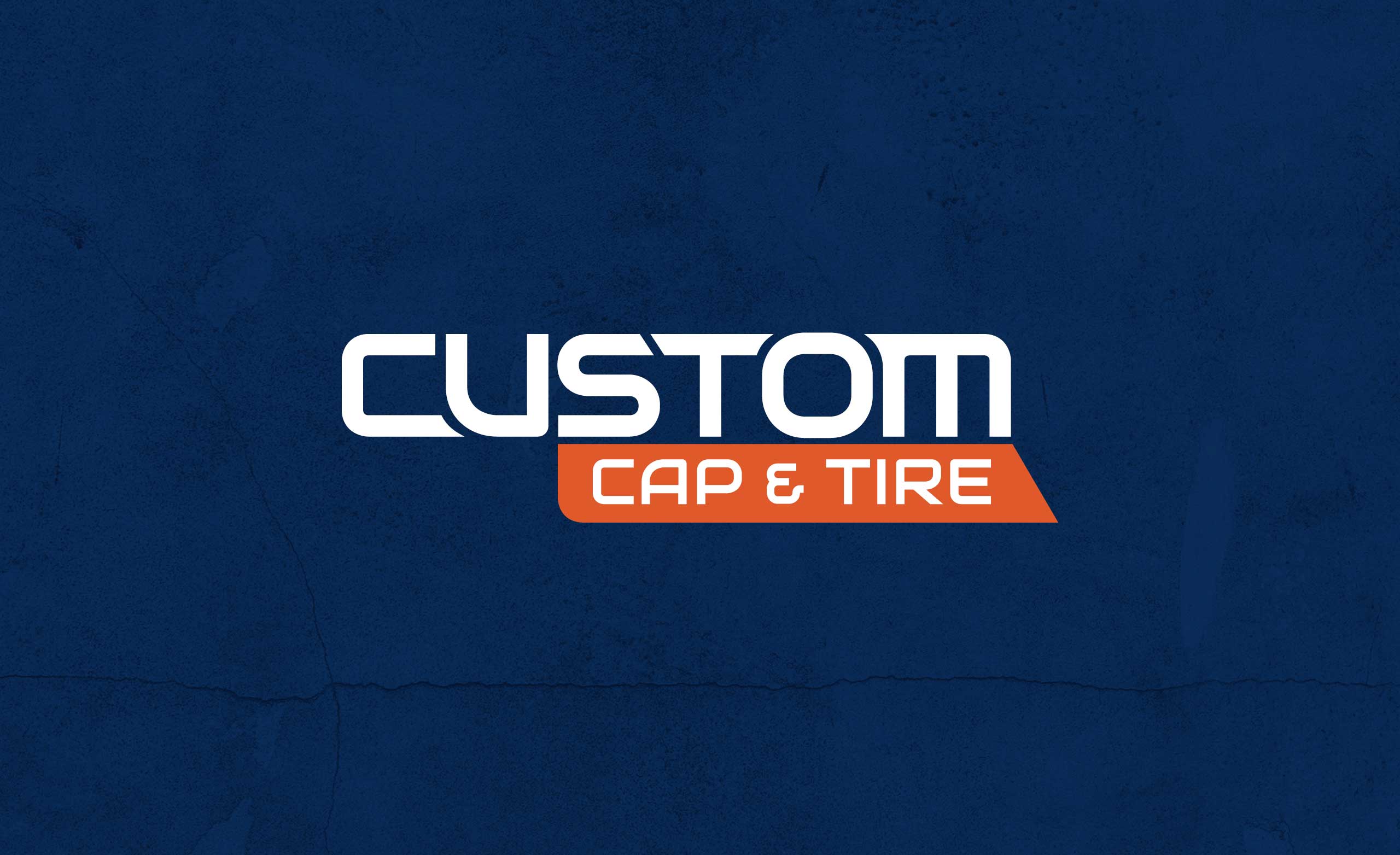 The Custom Cap and Tire logo, over a dark blue background.