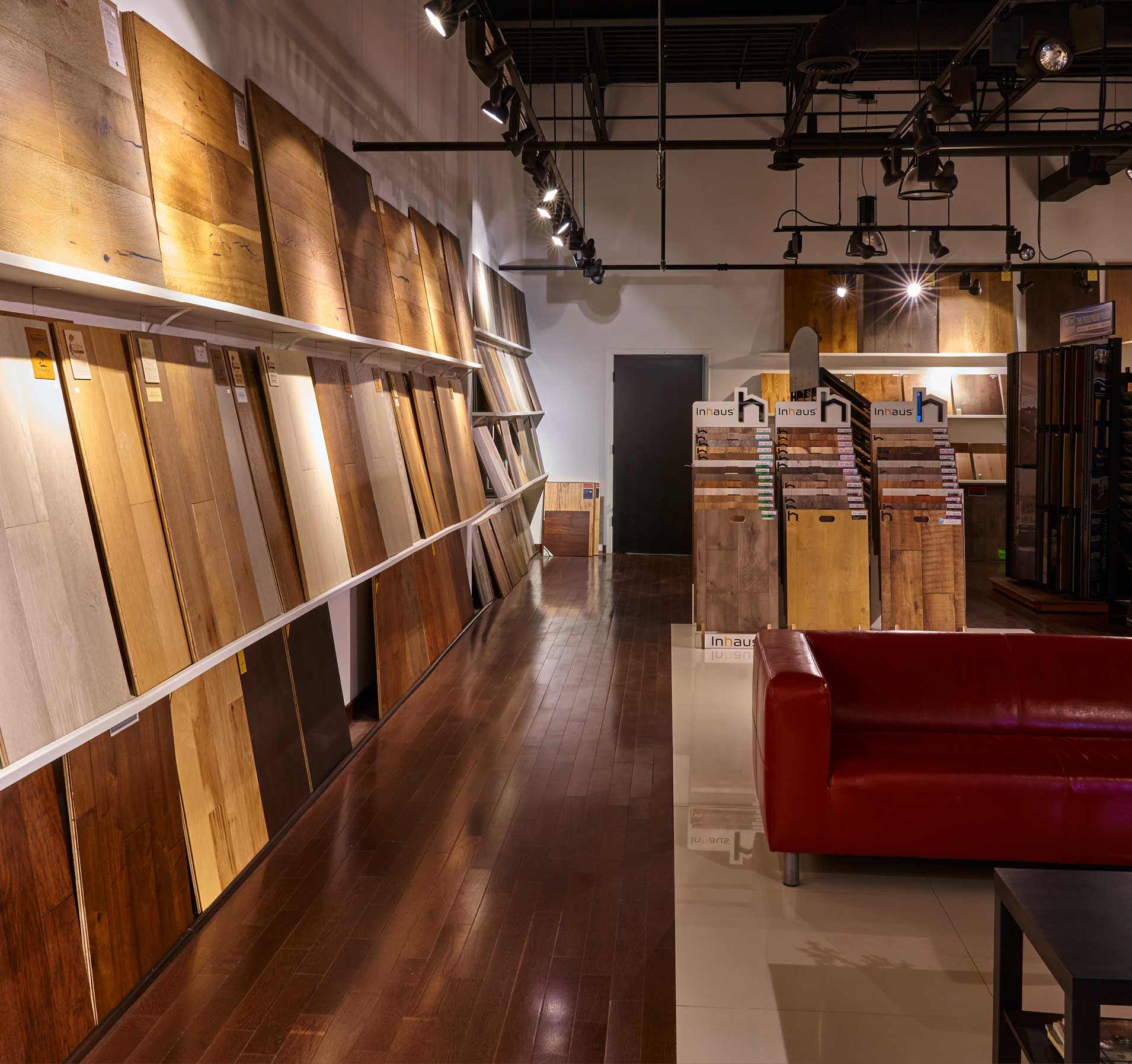 The interior of the Dream Floors showroom features hundreds of flooring options.