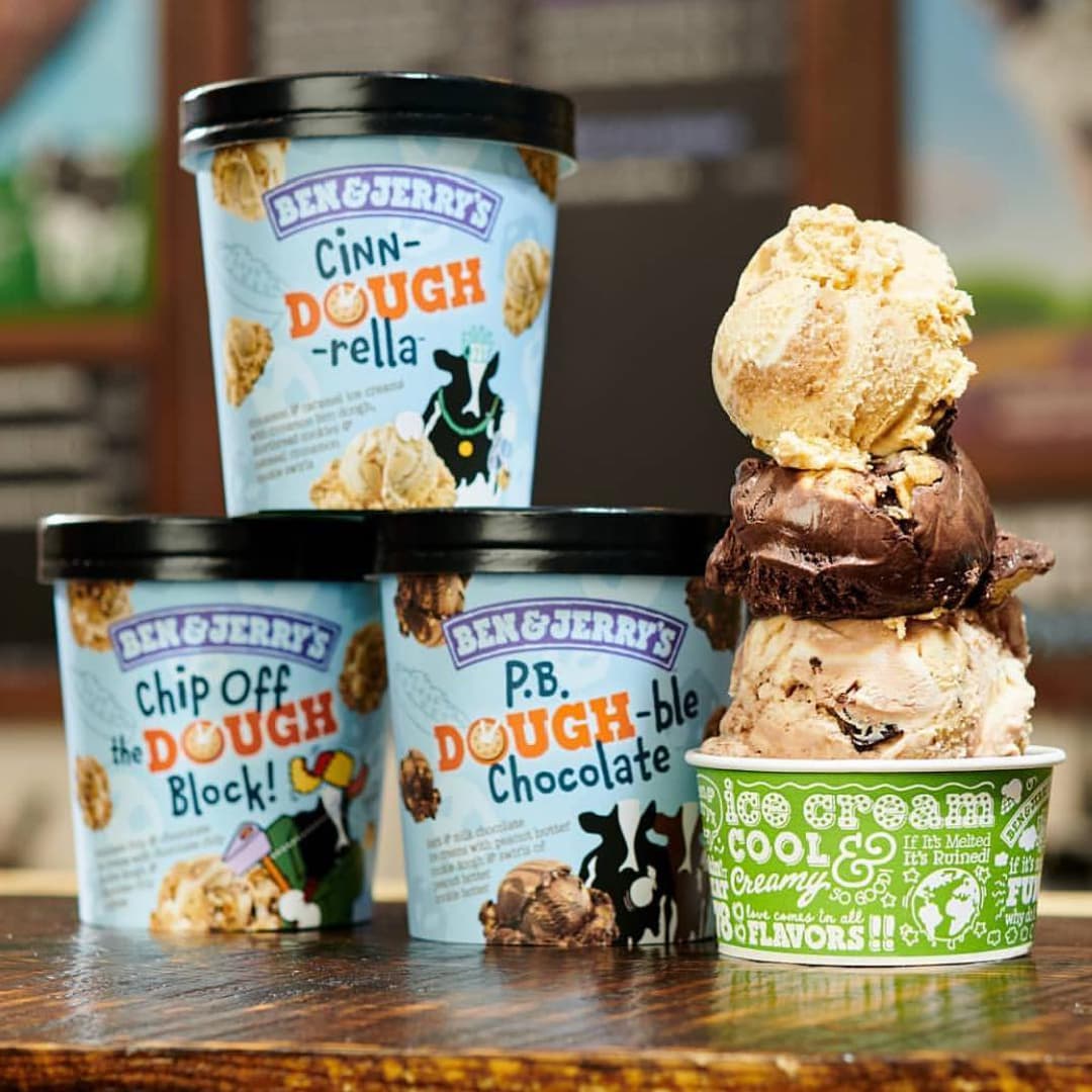 Ben and Jerry's Chip Off the Dough Block ice cream, featuring Chank Diesel's Chauncy typeface.